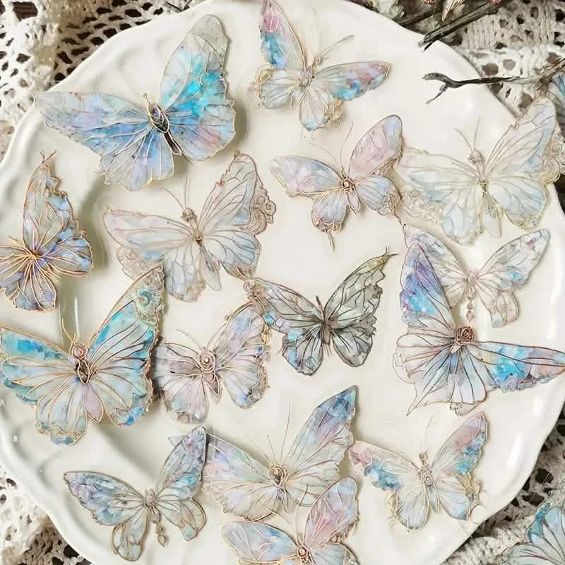 20-Pieces: Ice Crystal Laser Butterfly Decorative PET Stickers Arts & Crafts - DailySale
