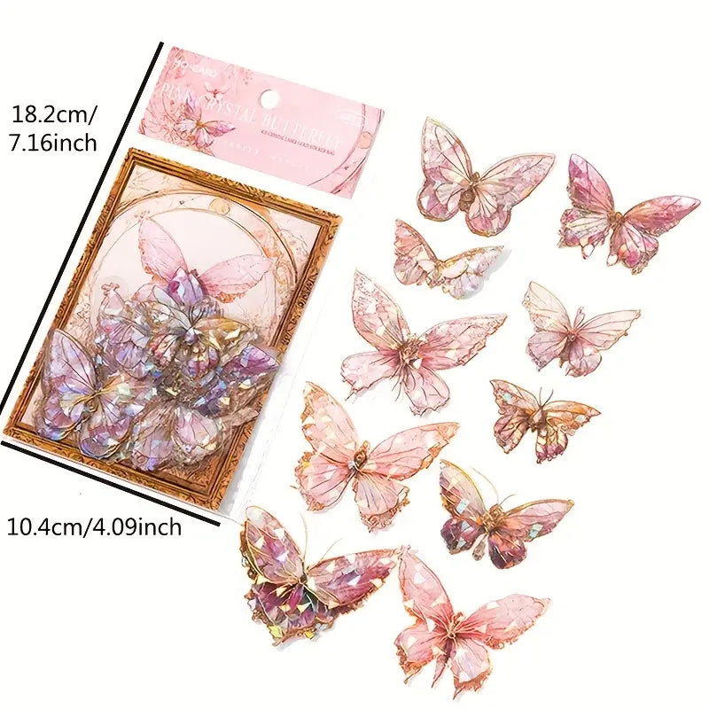 20-Pieces: Ice Crystal Laser Butterfly Decorative PET Stickers Arts & Crafts - DailySale