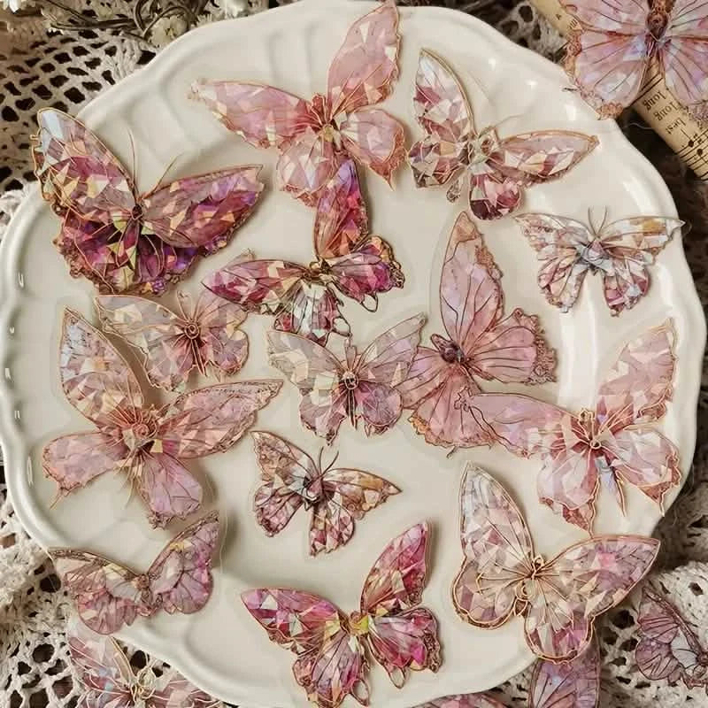 20-Pieces: Ice Crystal Laser Butterfly Decorative PET Stickers Arts & Crafts - DailySale