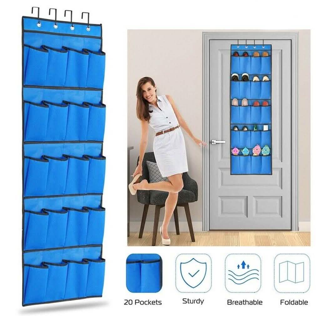 20 Pocket: Over the Door Shoe Rack Organizer Home Essentials - DailySale