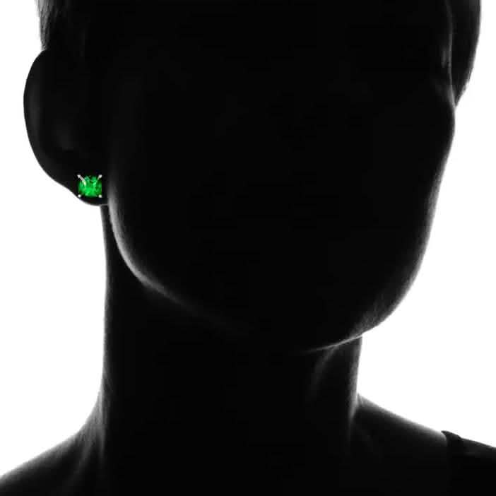 2.00 CTTW Sterling Silver Emerald Princess Cut Studs Earrings - DailySale