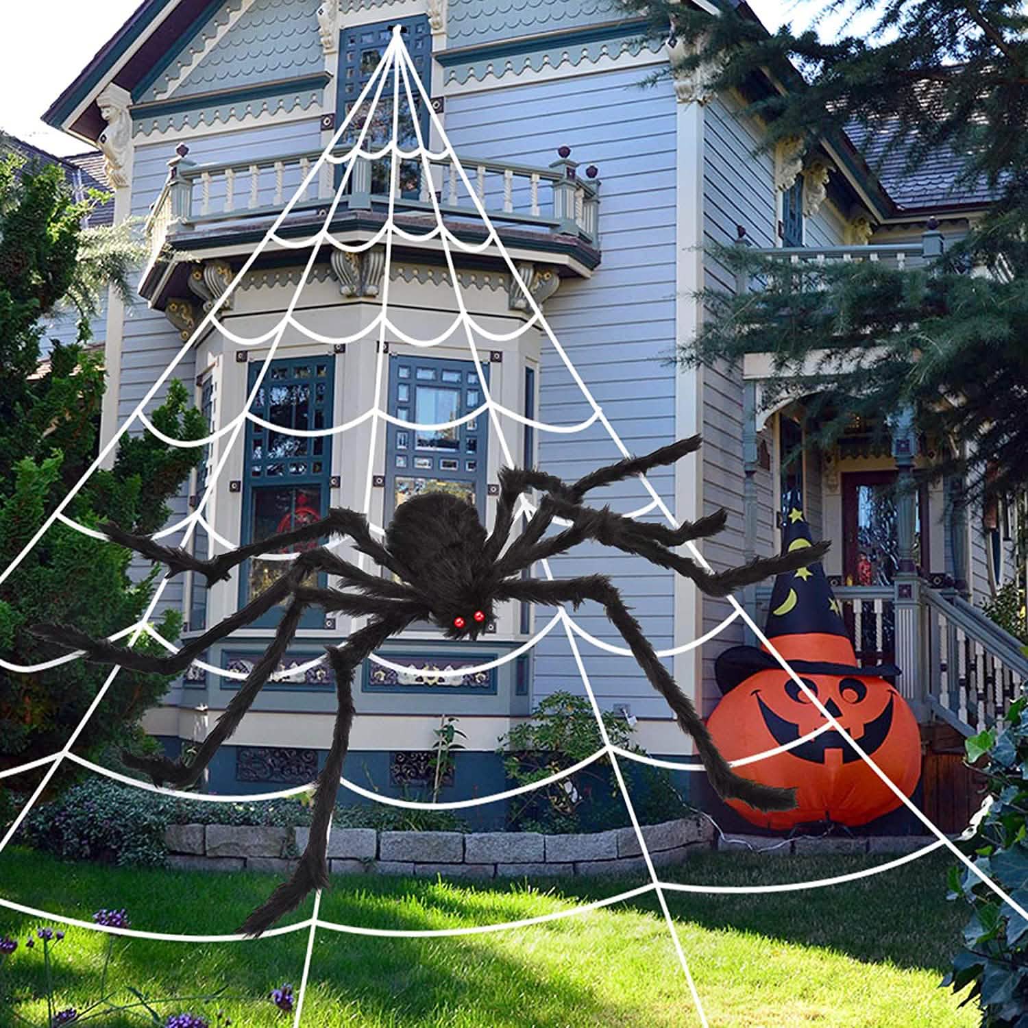 200" Halloween Spider Web and 59" Giant Spider Decoration Holiday Decor & Apparel - DailySale