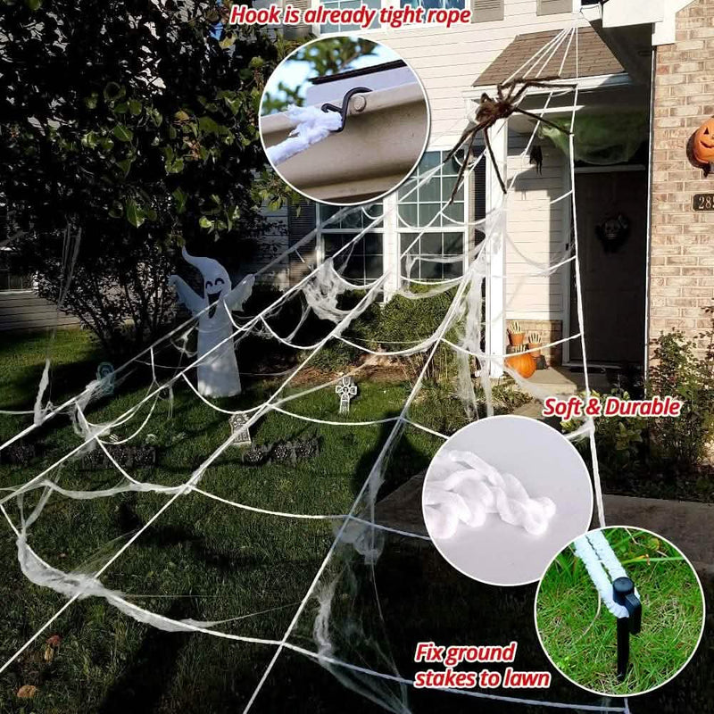 200" Halloween Spider Web and 59" Giant Spider Decoration Holiday Decor & Apparel - DailySale