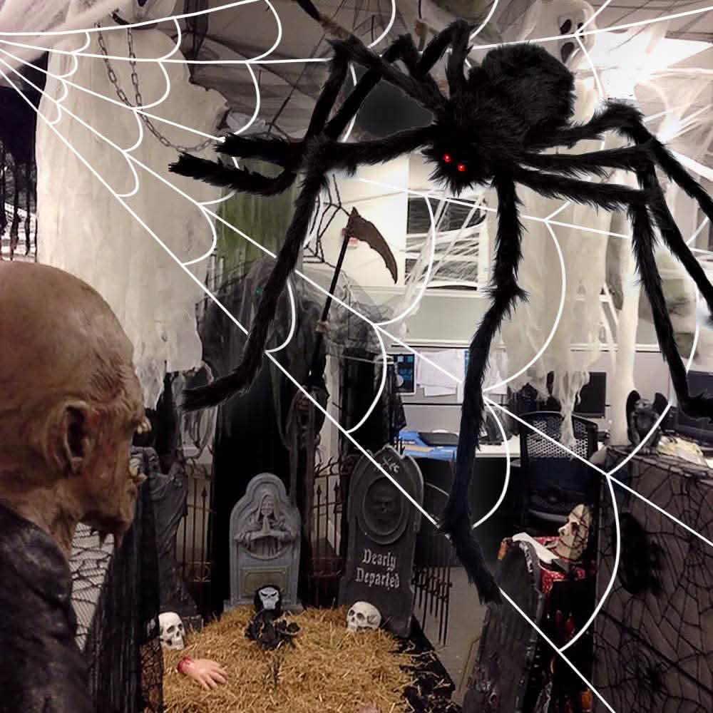 200" Halloween Spider Web and 59" Giant Spider Decoration Holiday Decor & Apparel - DailySale