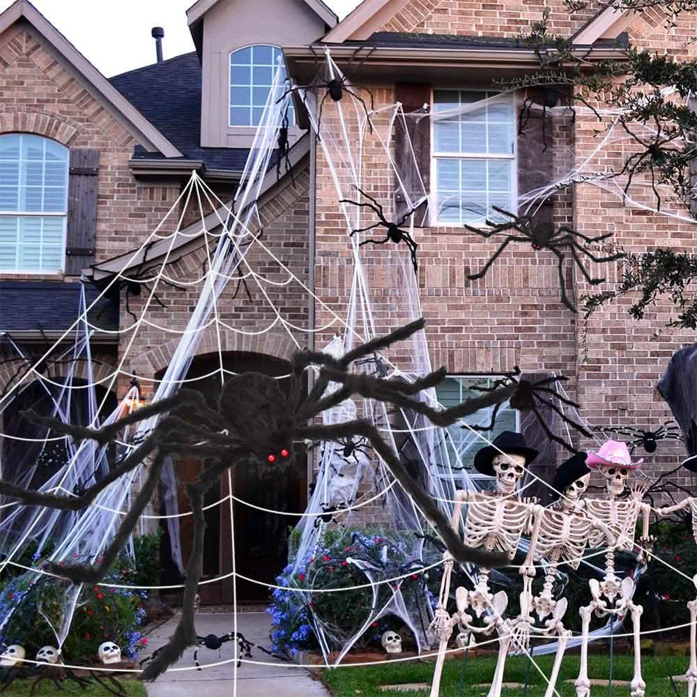 200" Halloween Spider Web and 59" Giant Spider Decoration Holiday Decor & Apparel - DailySale