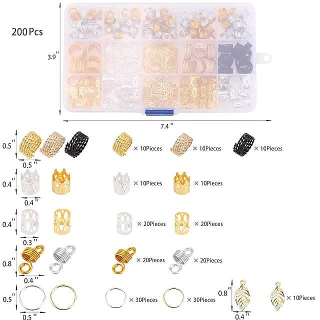 200-Pieces: Loc Hair Jewelry for Women Braids and Dreadlocks Women's Shoes & Accessories - DailySale