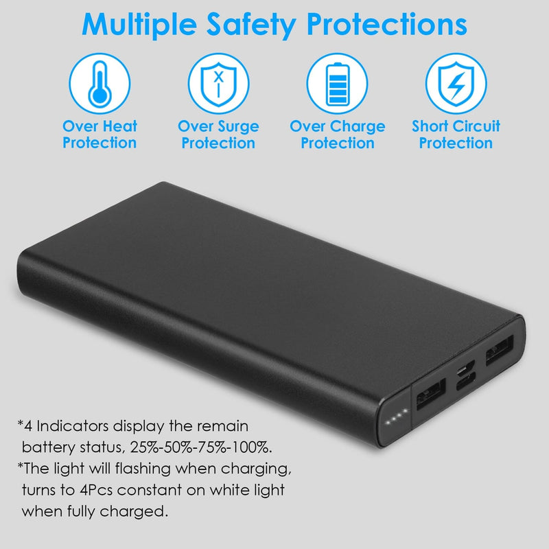 20000mAh Power Bank Portable External Battery Pack with Dual USB Output Ports Type C Micro USB Input Mobile Accessories - DailySale