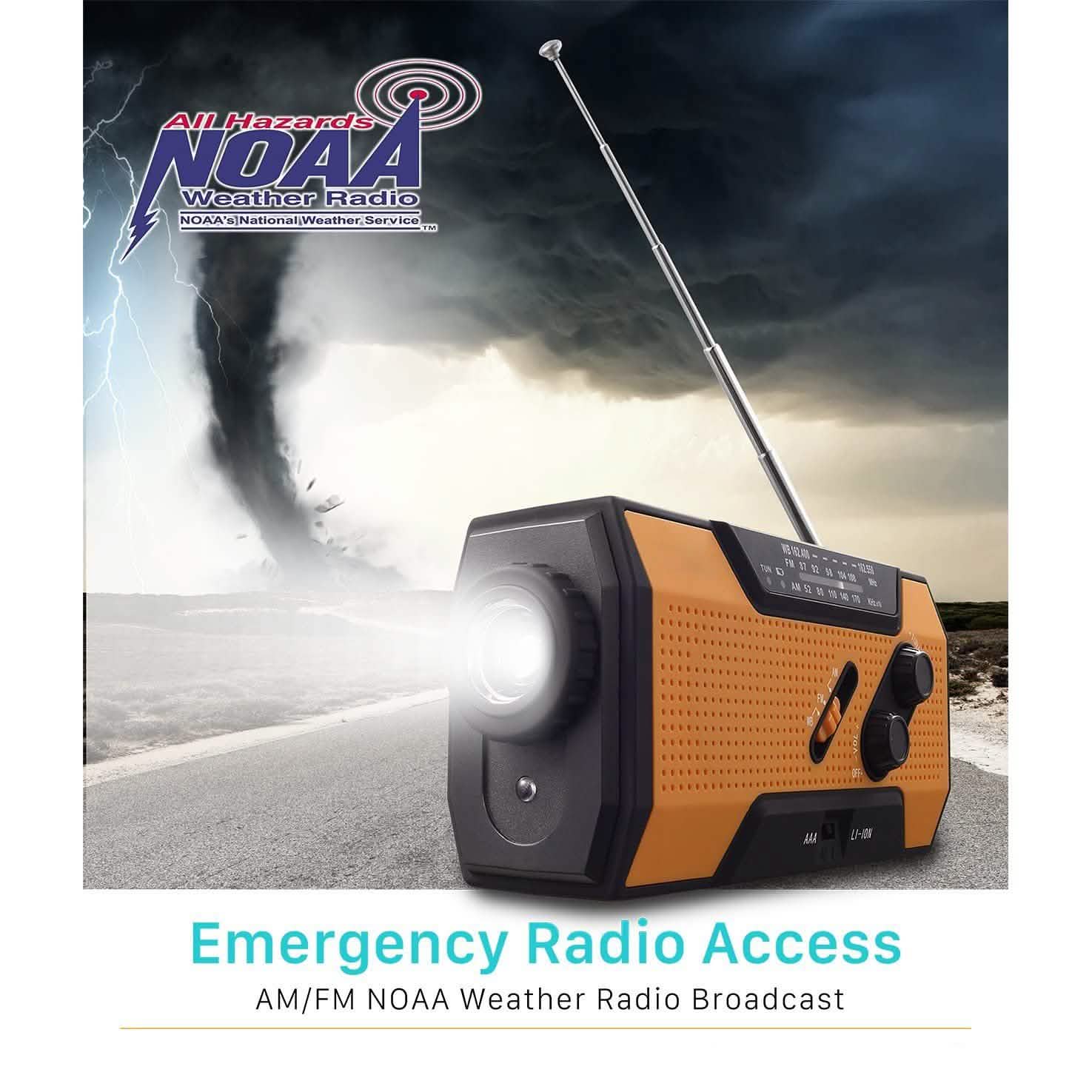 2000mAh NOAA Emergency Weather Radio Portable Power Bank with Solar Charging Sports & Outdoors - DailySale