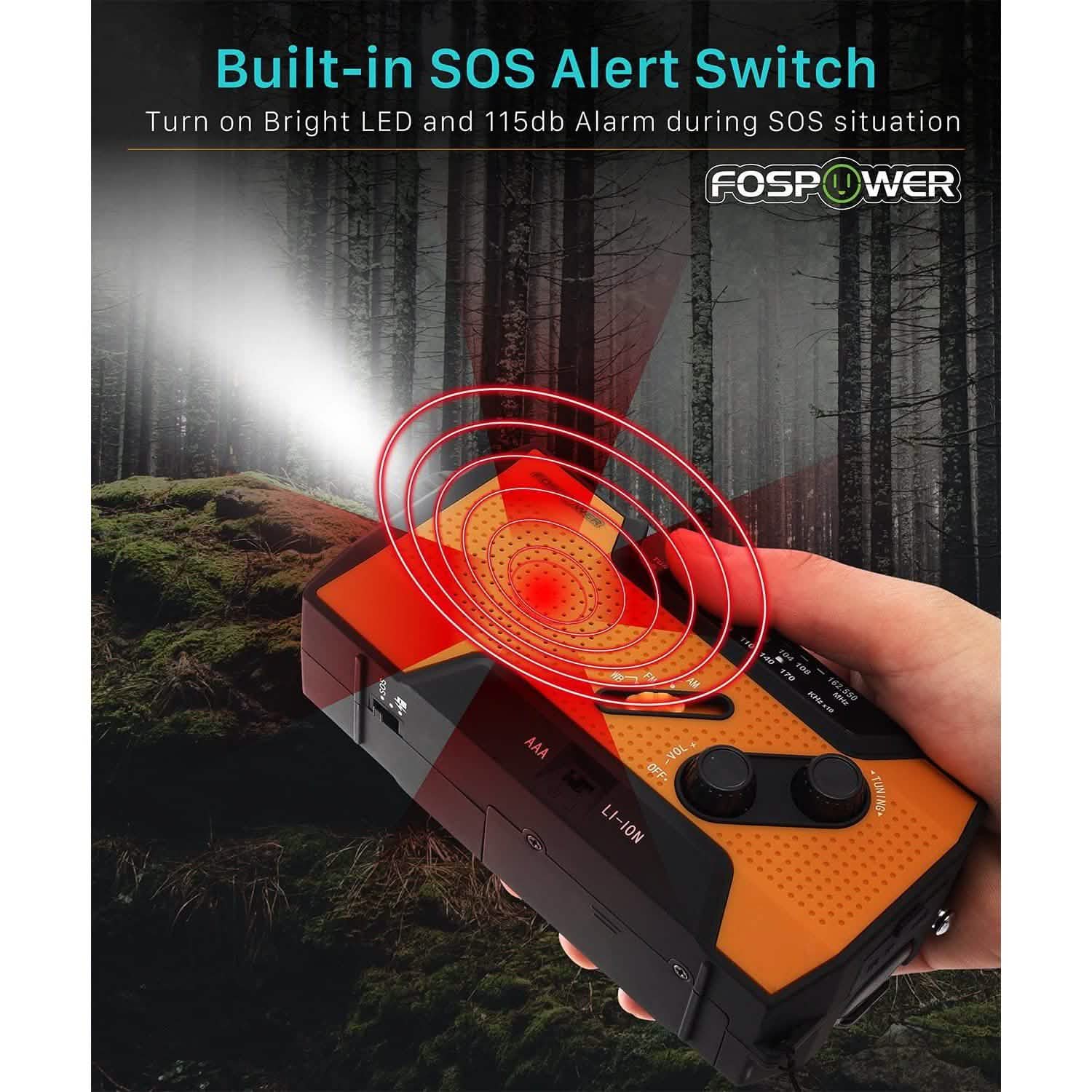 2000mAh NOAA Emergency Weather Radio Portable Power Bank with Solar Charging Sports & Outdoors - DailySale