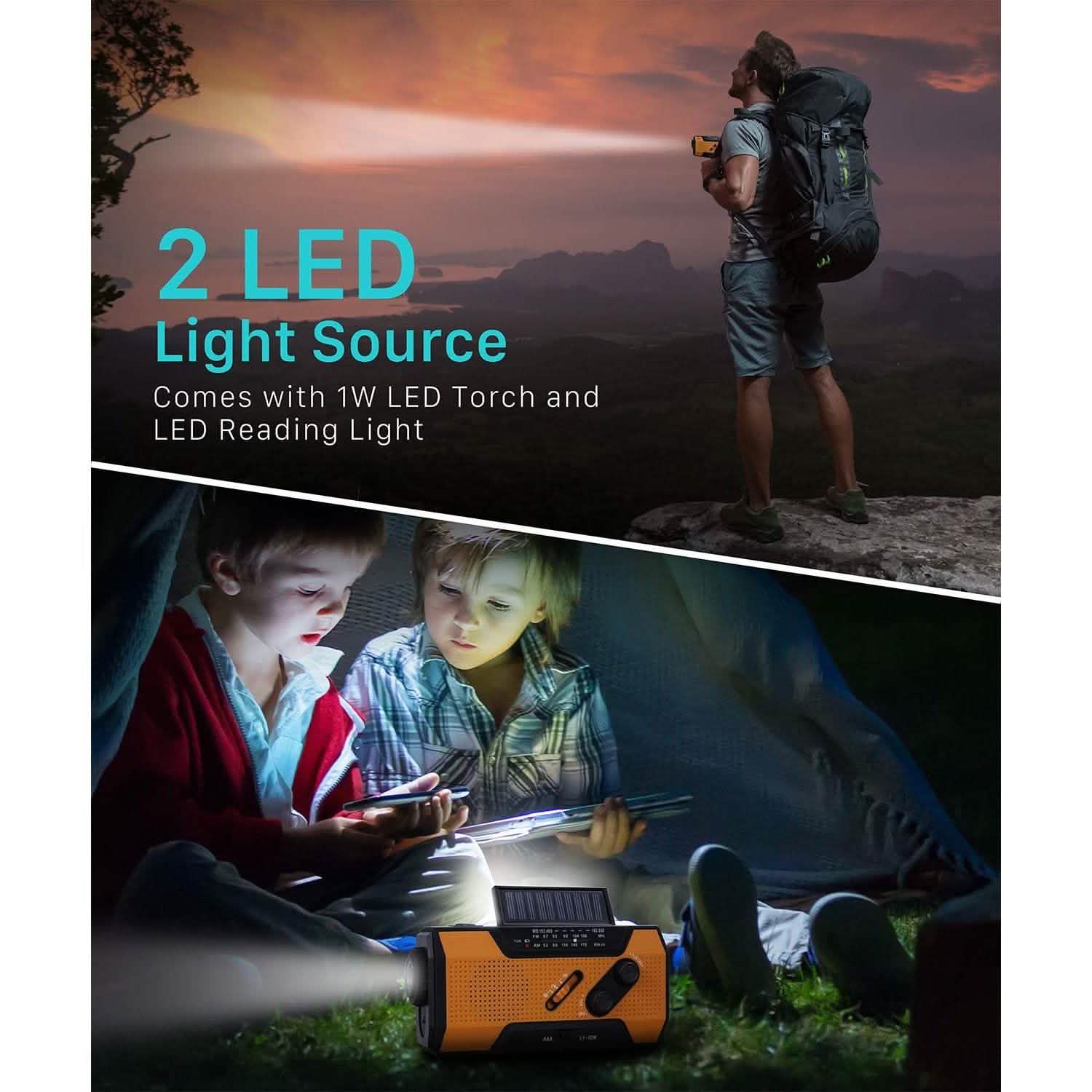 2000mAh NOAA Emergency Weather Radio Portable Power Bank with Solar Charging Sports & Outdoors - DailySale