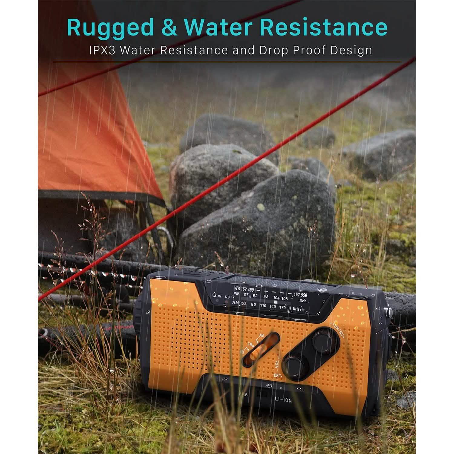 2000mAh NOAA Emergency Weather Radio Portable Power Bank with Solar Charging Sports & Outdoors - DailySale