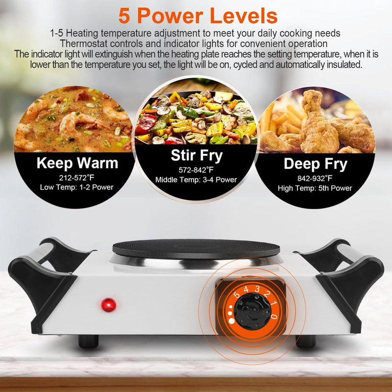 2000W Electric Burner Portable Coil Heating Hot Plate Stove Countertop Kitchen Appliances - DailySale