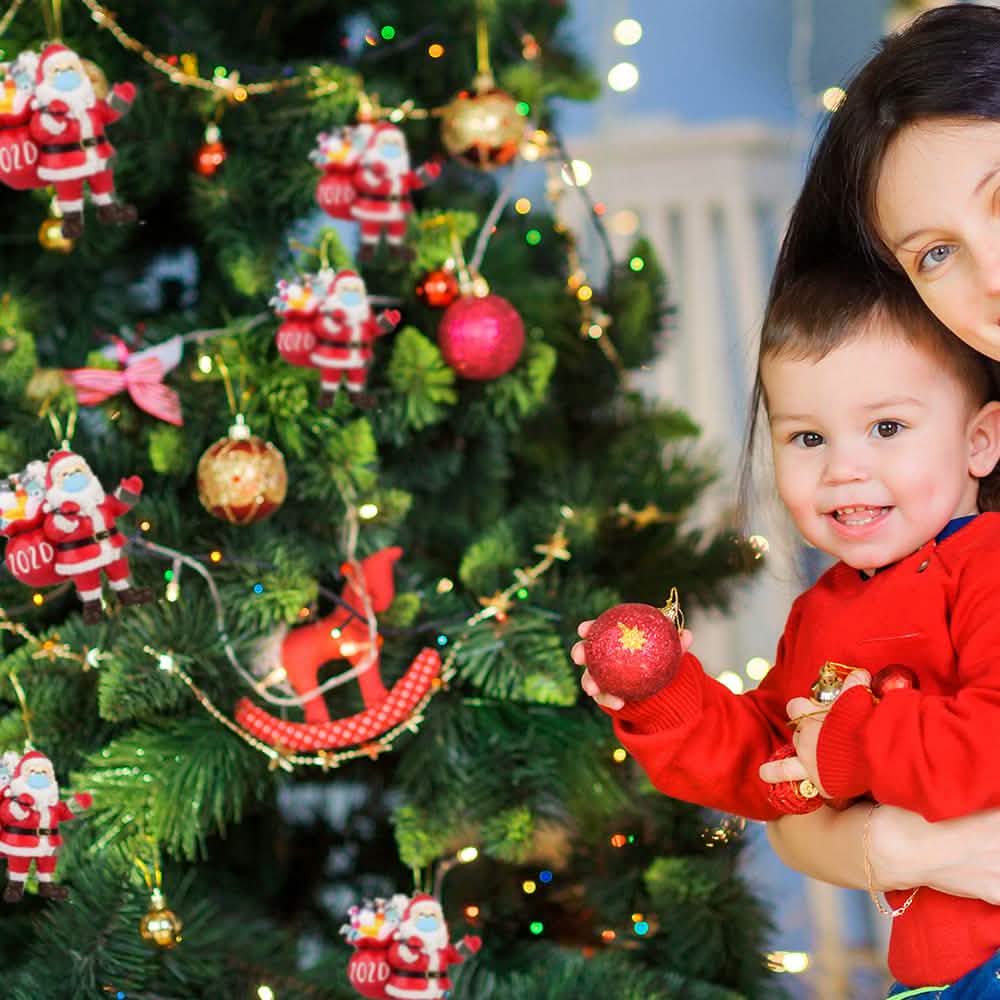 2020 Quarantine Survivor Santa Claus Christmas Ornaments Wearing Mask And Carrying All Essentials Lighting & Decor - DailySale