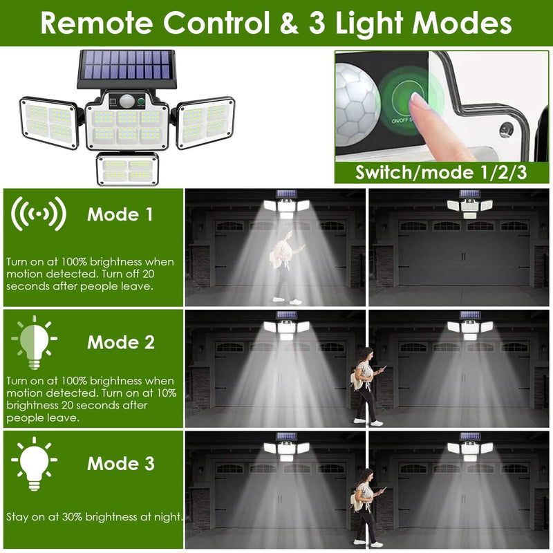 216 LEDs Solar Outdoor Light Motion Sensor Security Wireless Lamp Outdoor Lighting - DailySale