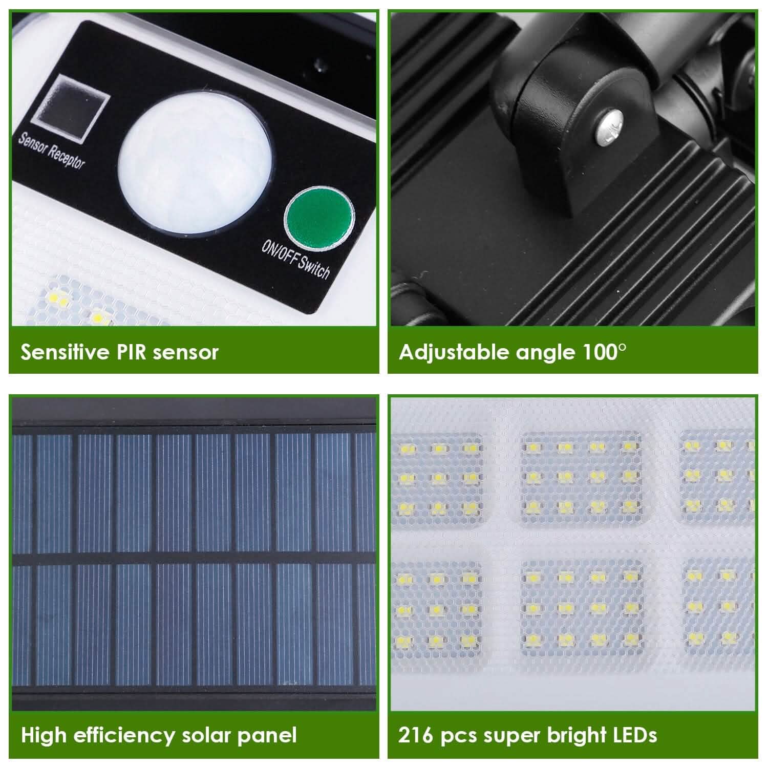 216 LEDs Solar Outdoor Light Motion Sensor Security Wireless Lamp Outdoor Lighting - DailySale