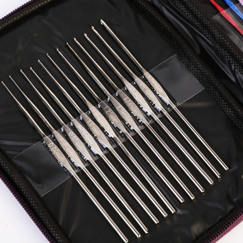 22-Piece: Aluminum Multi-Color Crochet Hook Needles Art & Craft Supplies - DailySale