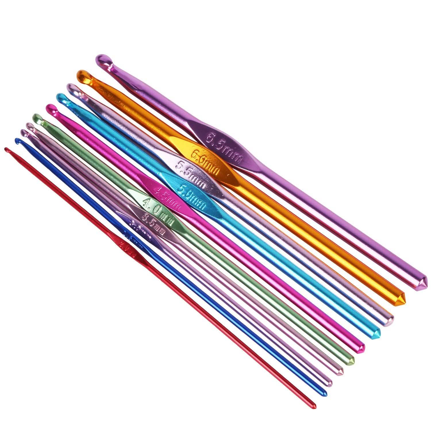 22-Piece: Aluminum Multi-Color Crochet Hook Needles Art & Craft Supplies - DailySale