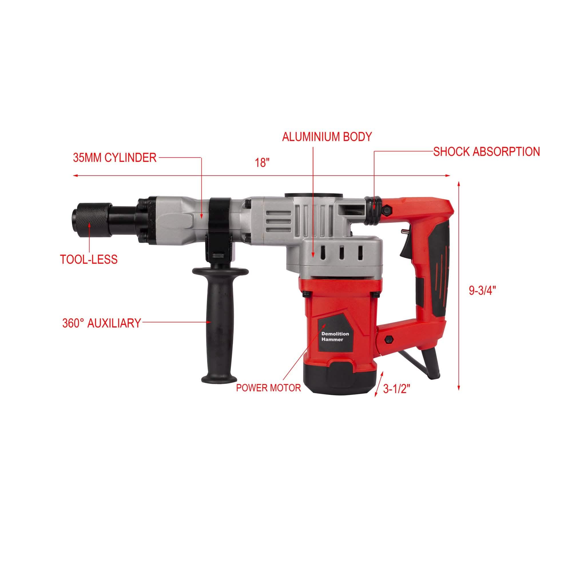 2200W Electric Demolition Jack Hammer Concrete Breaker Power Tool Home Improvement - DailySale