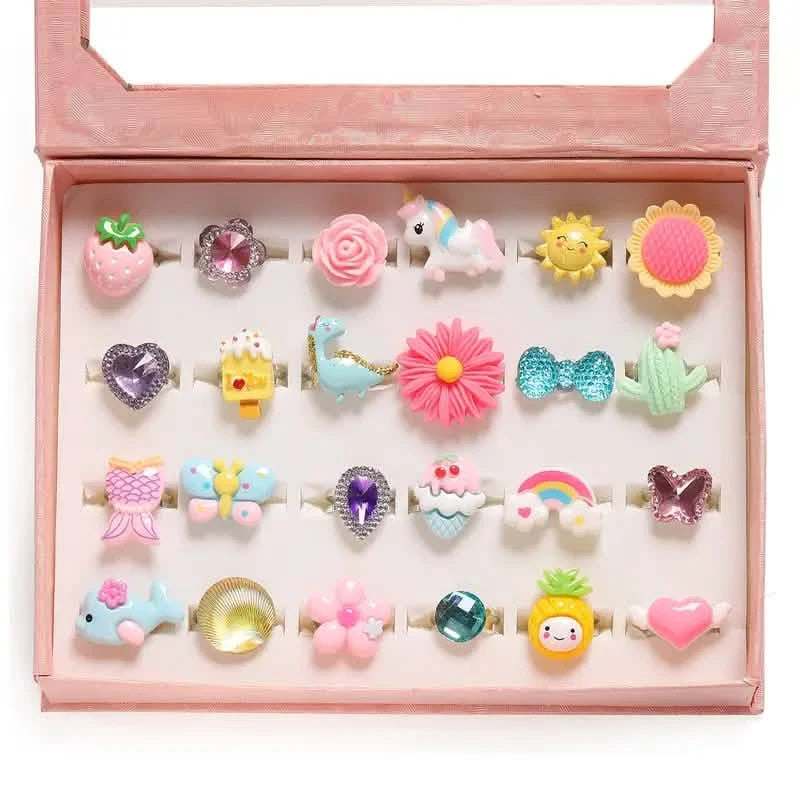 24 Adorable Pink Sheep Little Girl Jewel Rings Toys & Games - DailySale