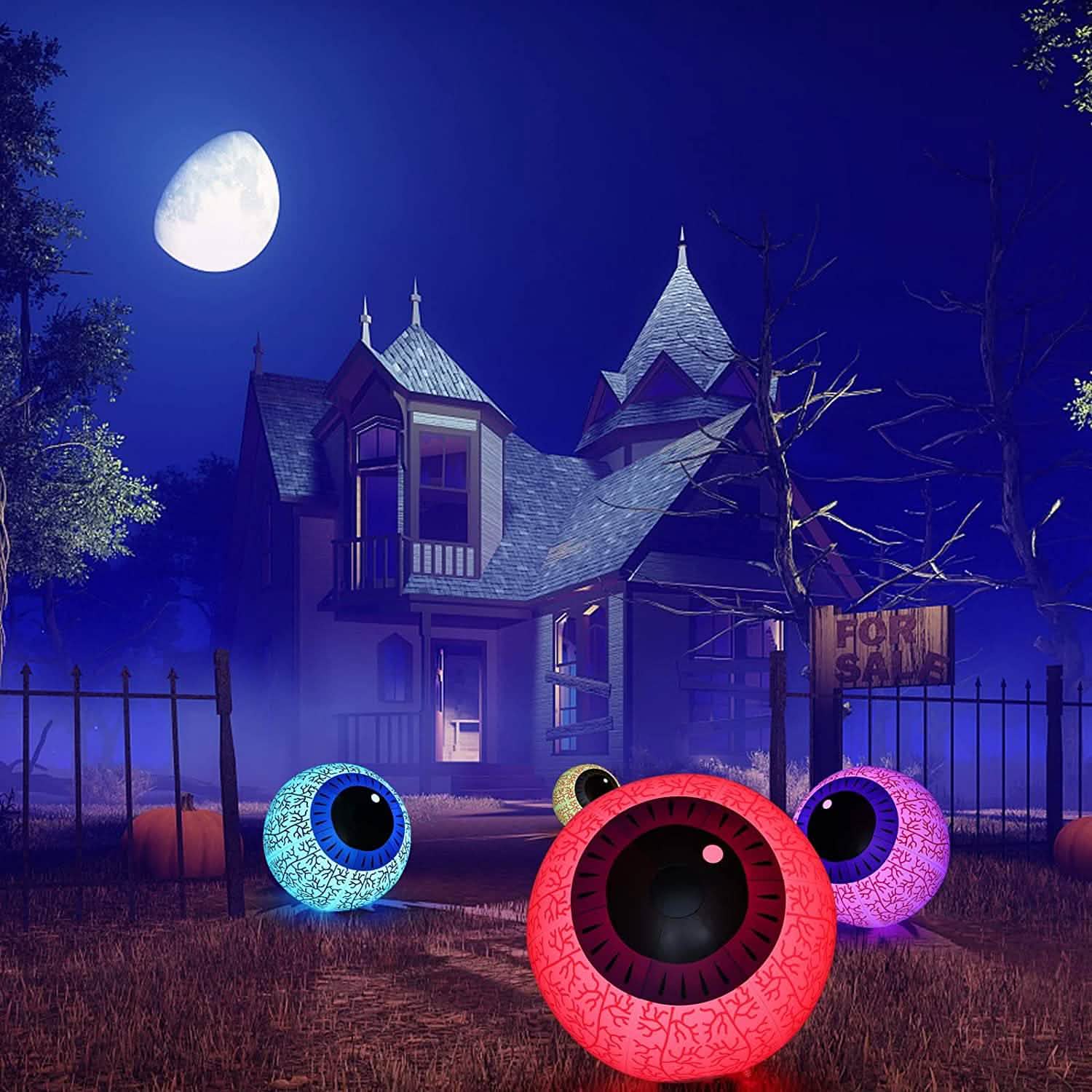 24-Inch Halloween Inflatable Ghost Eyeball Decor Holiday Decor & Apparel - DailySale