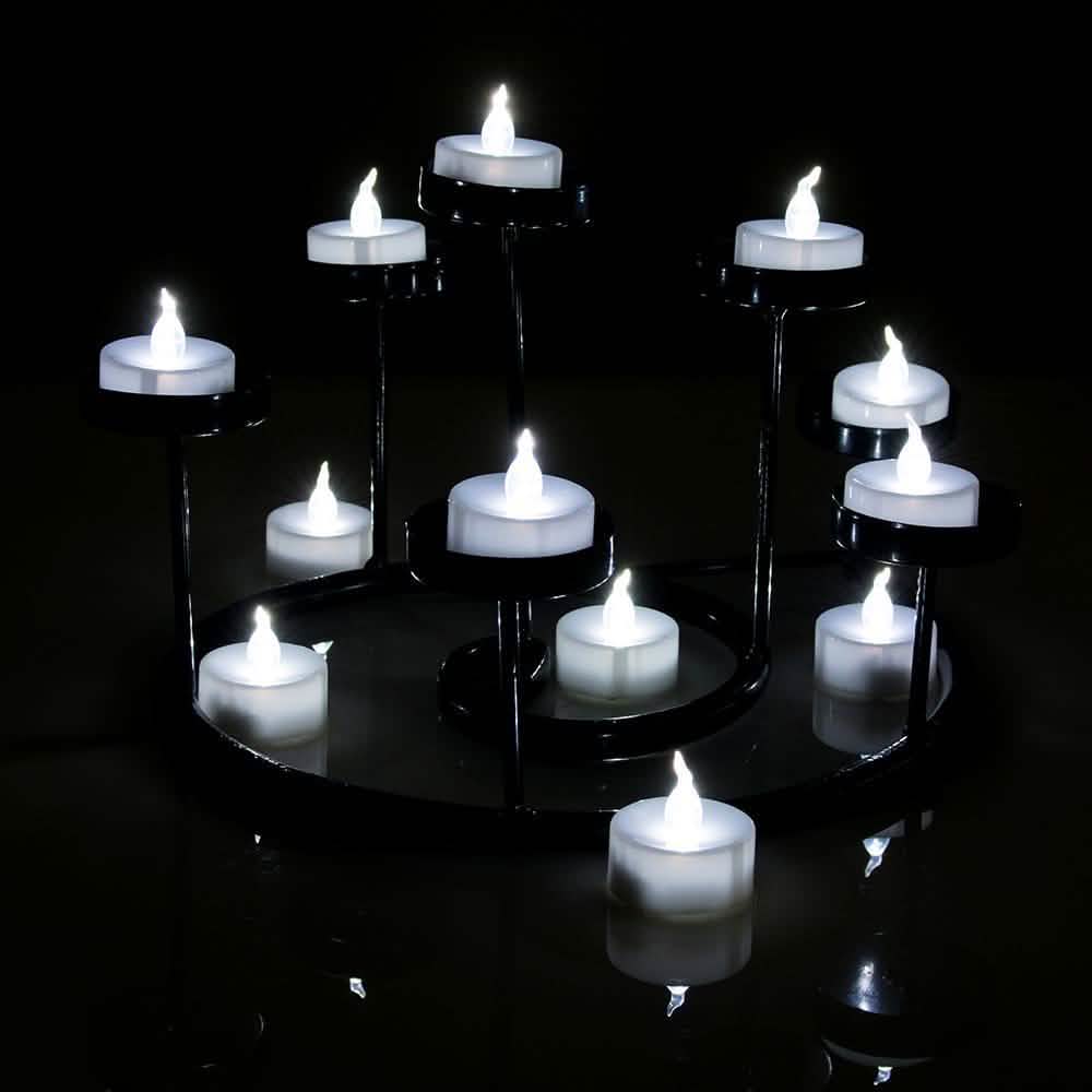 24-Pack: White LED Tealight Timer Candles Battery Operated Flameless Smokeless Indoor Lighting - DailySale