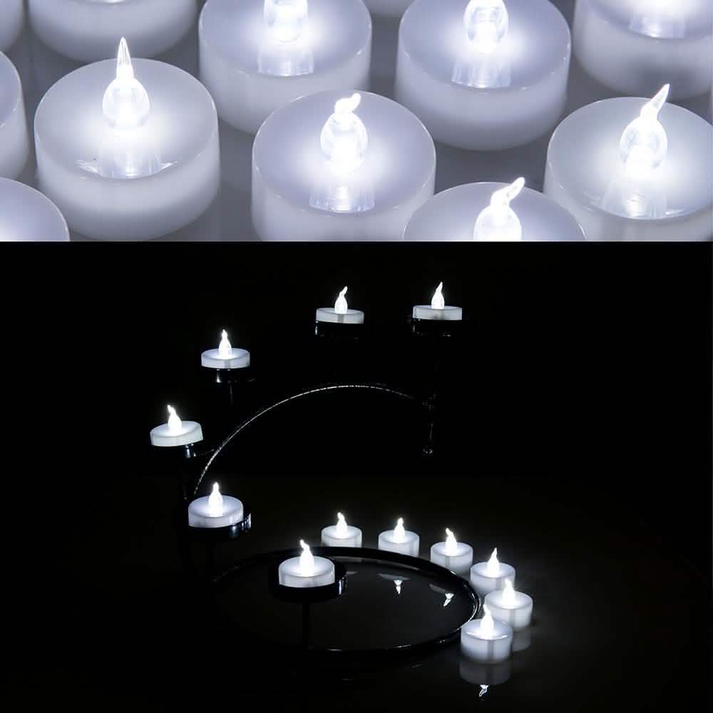 24-Pack: White LED Tealight Timer Candles Battery Operated Flameless Smokeless Indoor Lighting - DailySale