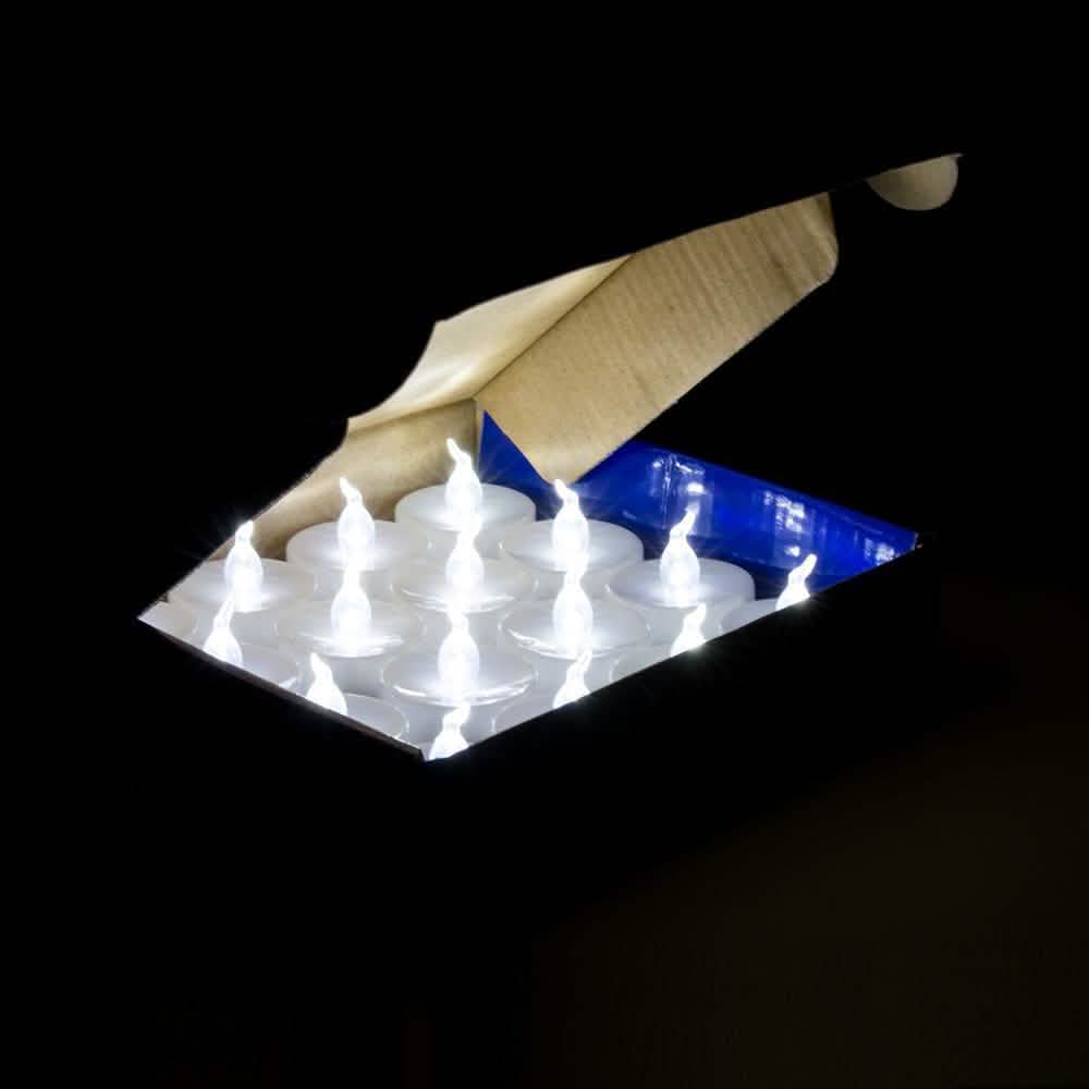 24-Pack: White LED Tealight Timer Candles Battery Operated Flameless Smokeless Indoor Lighting - DailySale