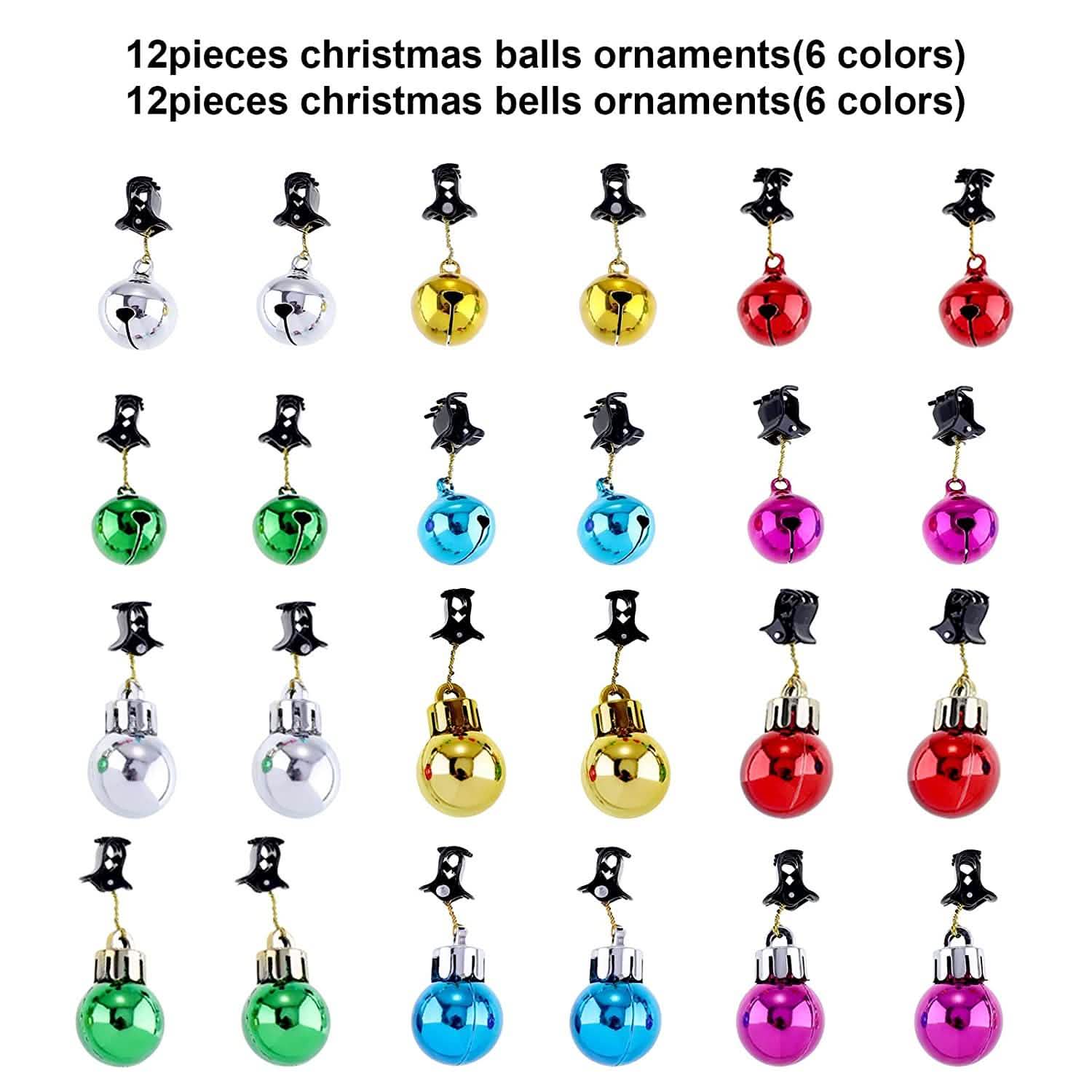 24-Piece: Christmas Beard Baubles Ornaments Santa Claus Beard Bells Holiday Decor & Apparel - DailySale