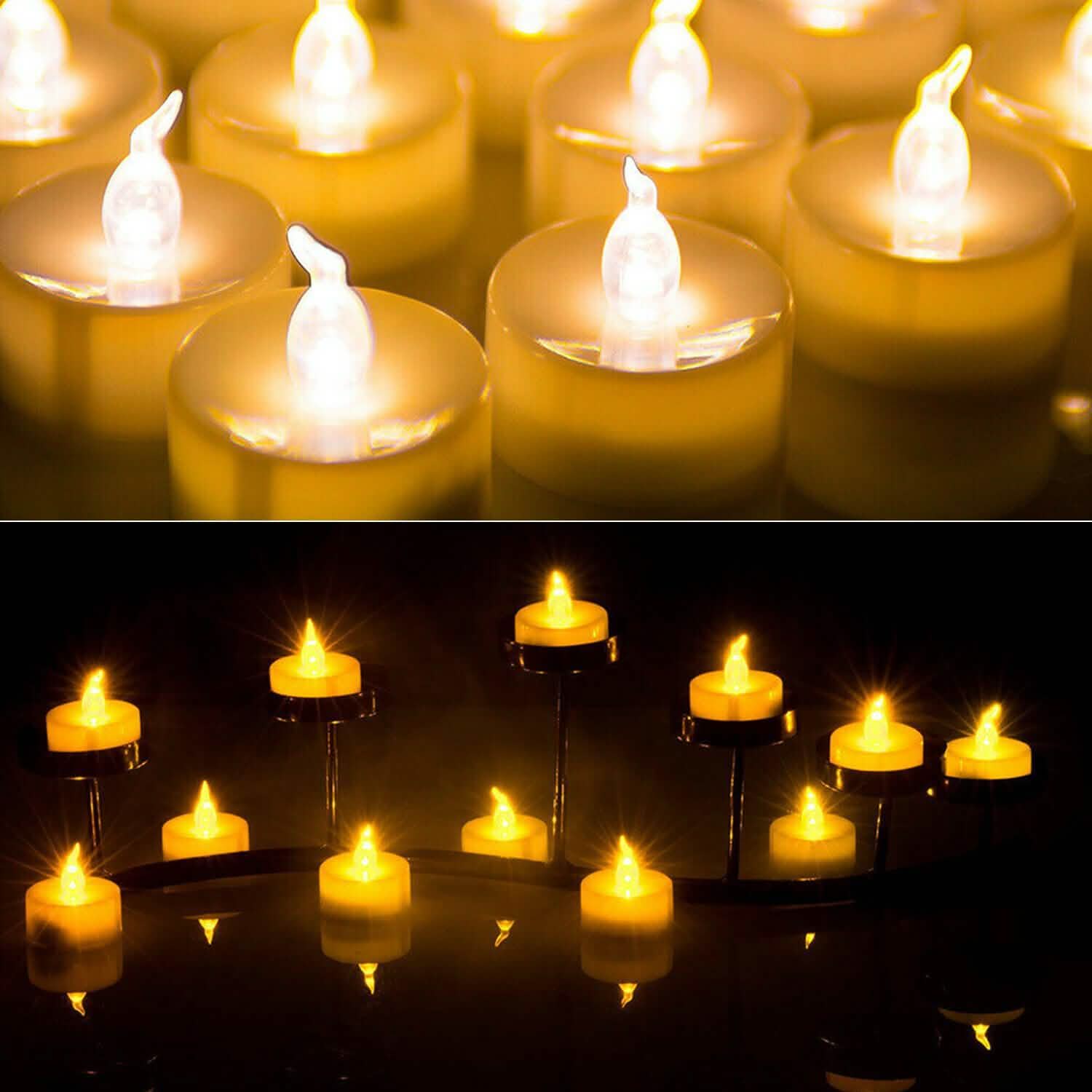 24-Piece: LED Flameless Tealight Smokeless Flickering Candles Indoor Lighting - DailySale