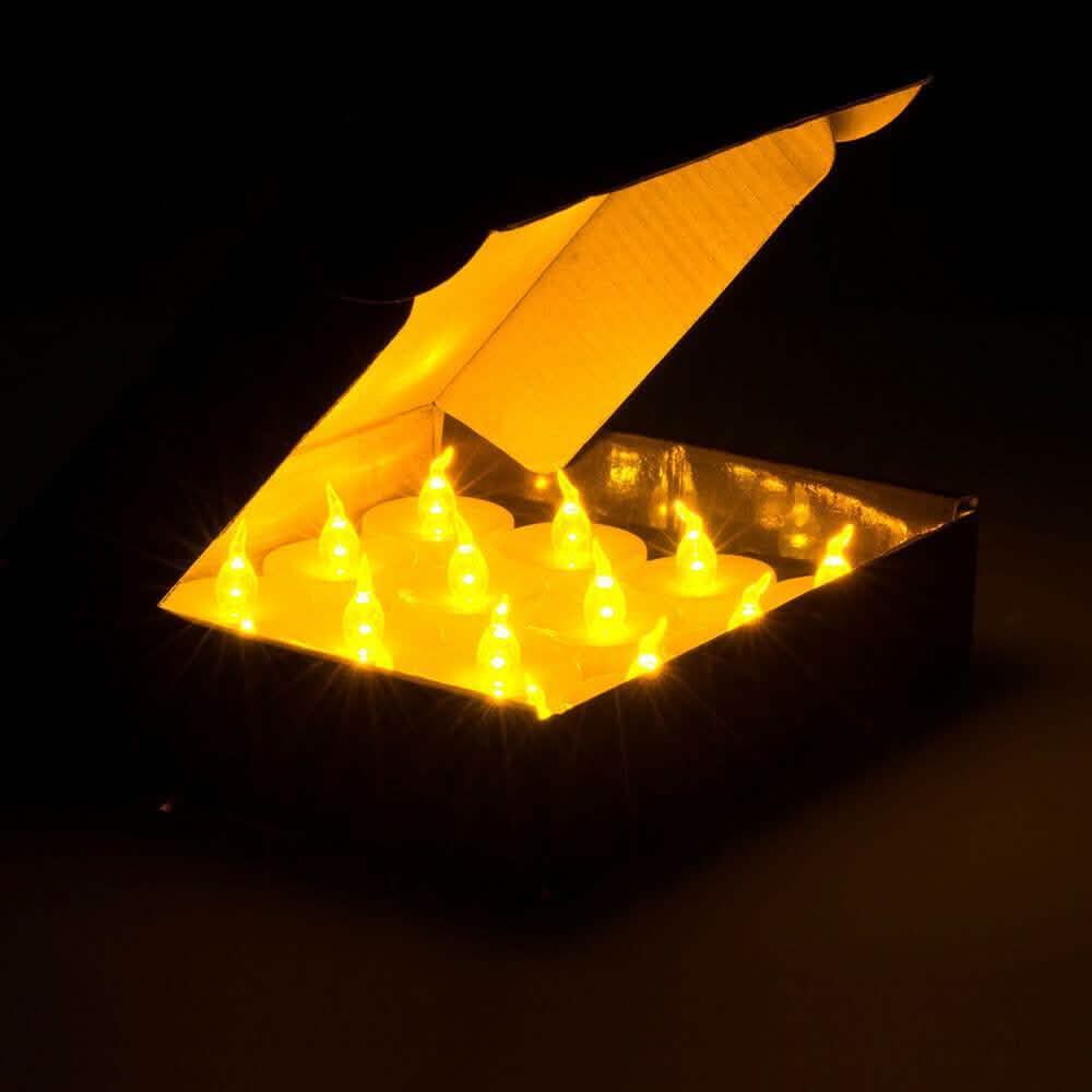 24-Piece: LED Flameless Tealight Smokeless Flickering Candles Indoor Lighting - DailySale