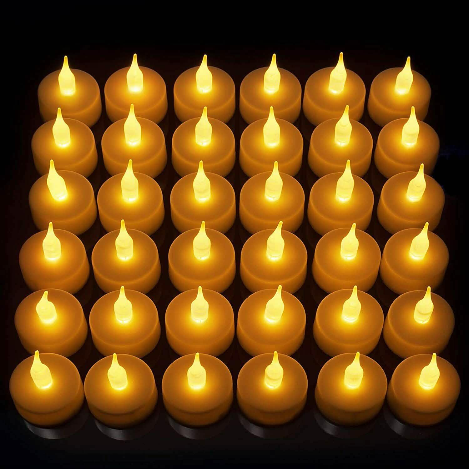 24-Piece: LED Flameless Tealight Smokeless Flickering Candles Indoor Lighting - DailySale
