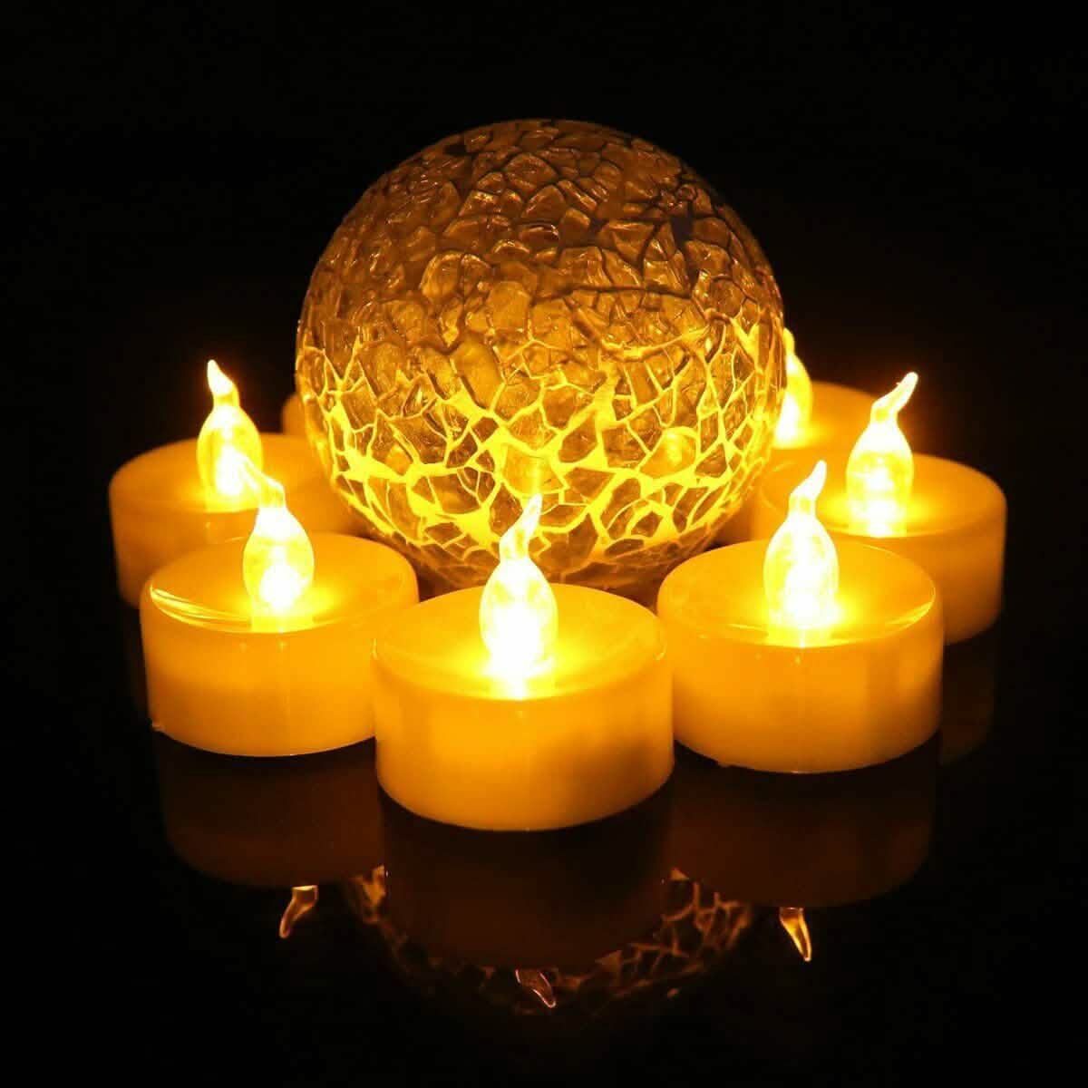 24-Piece: LED Flameless Tealight Smokeless Flickering Candles Indoor Lighting - DailySale