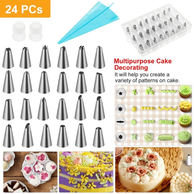 24-Piece: Stainless Steel Cake Decorating Supplies Kit Kitchen & Dining - DailySale