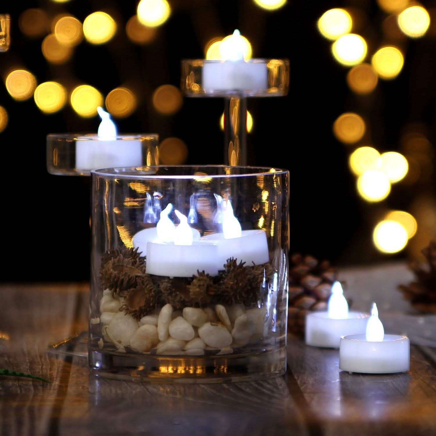 24-Piece: Warm White LED Tealight Flameless Smokeless Candles Indoor Lighting - DailySale