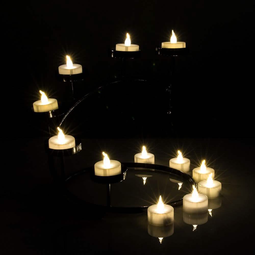 24-Piece: Warm White Tealights Timer Flameless Smokeless Candles Indoor Lighting - DailySale