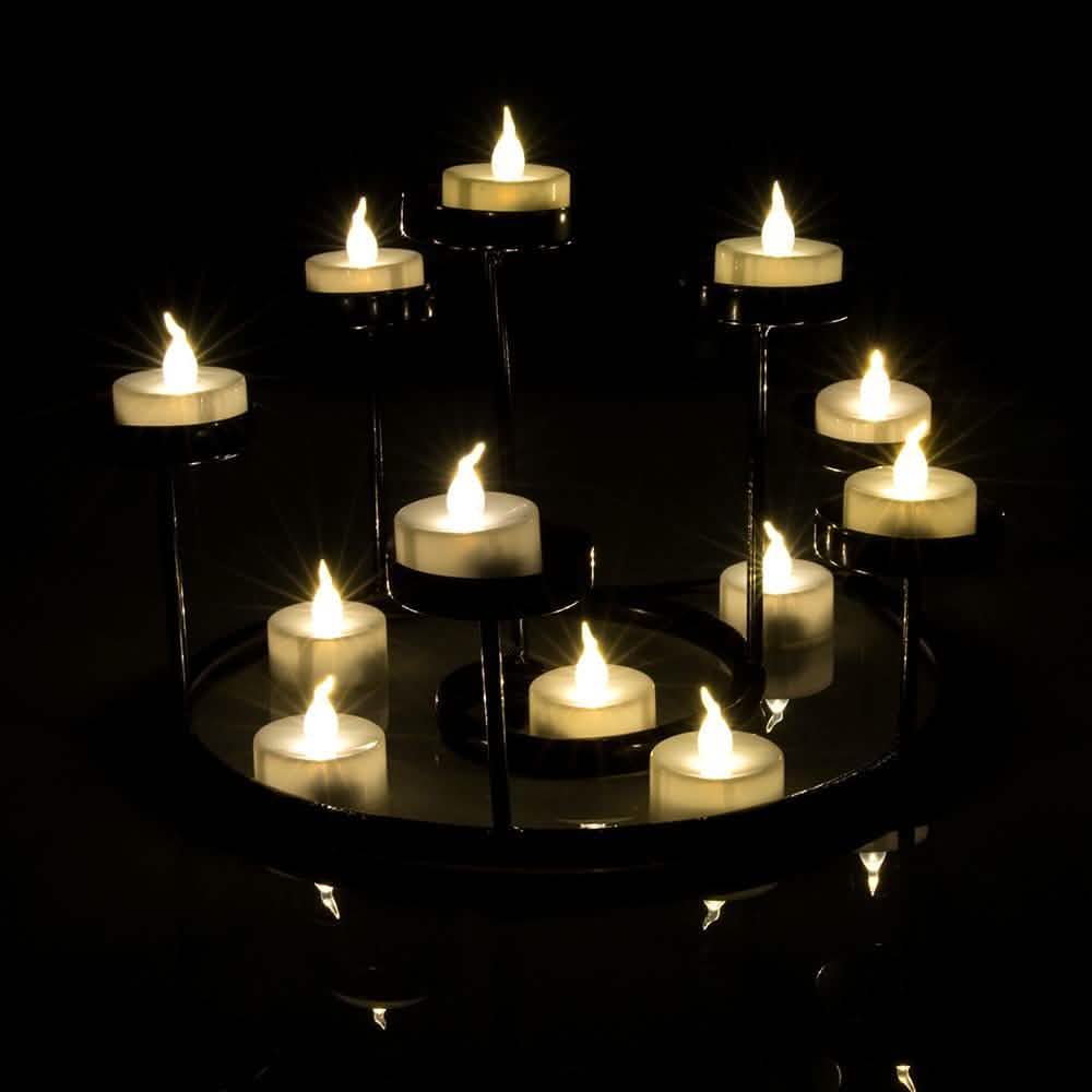 24-Piece: Warm White Tealights Timer Flameless Smokeless Candles Indoor Lighting - DailySale