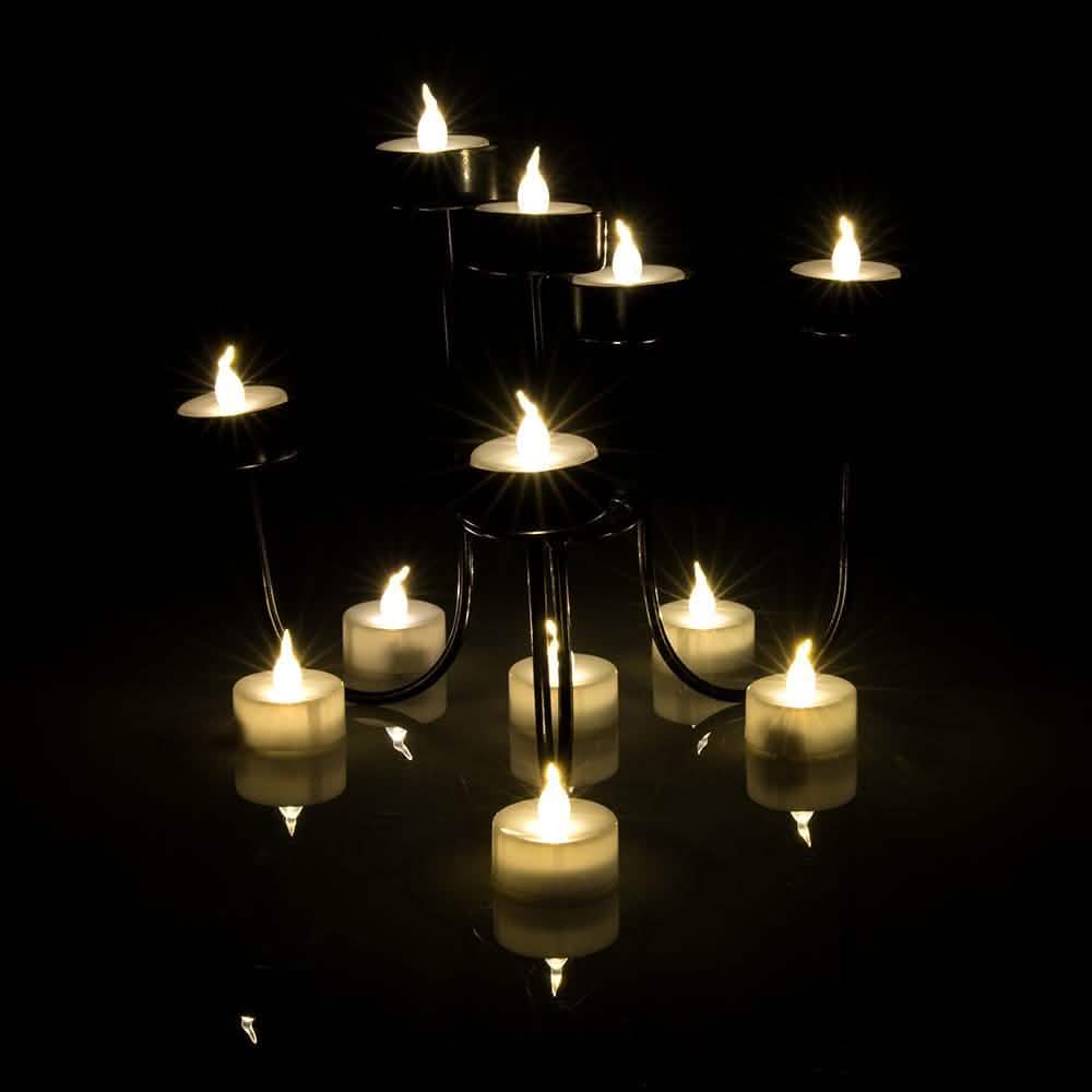 24-Piece: Warm White Tealights Timer Flameless Smokeless Candles Indoor Lighting - DailySale