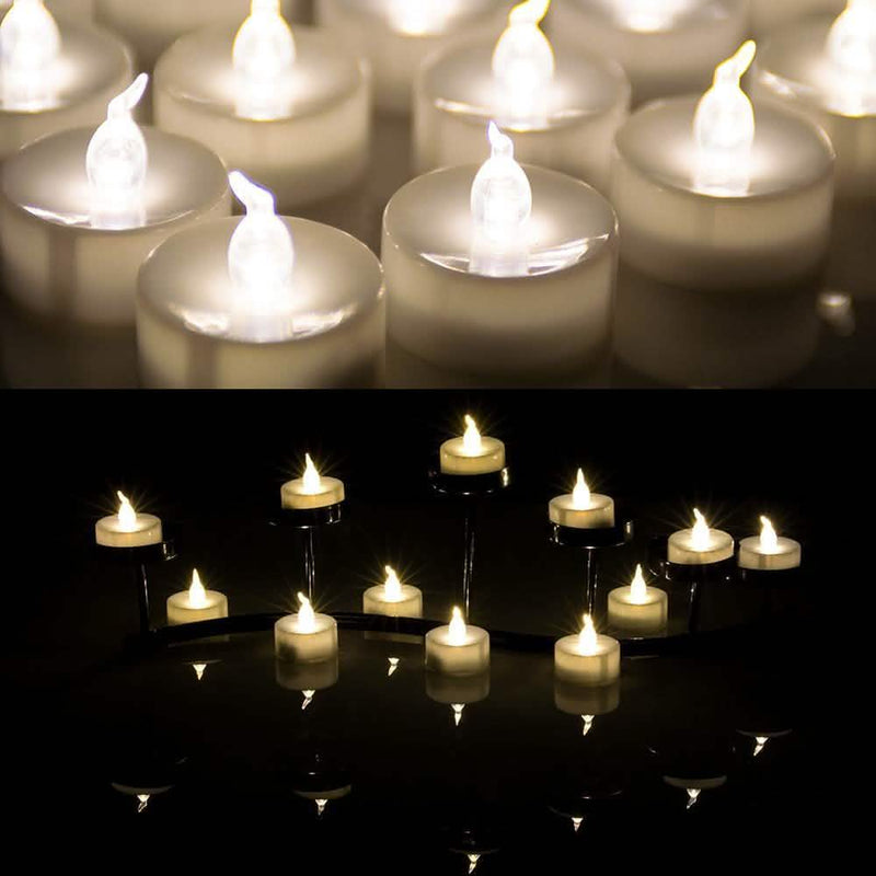24-Piece: Warm White Tealights Timer Flameless Smokeless Candles Indoor Lighting - DailySale