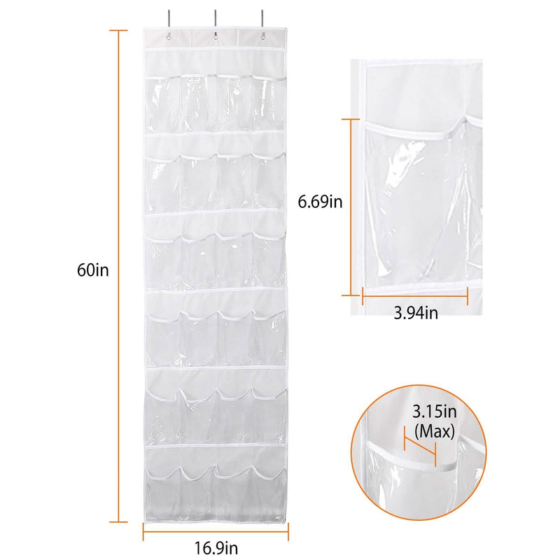 24-Pocket: Over the Door Shoes Rack Crystal Clear Organizer Closet & Storage - DailySale