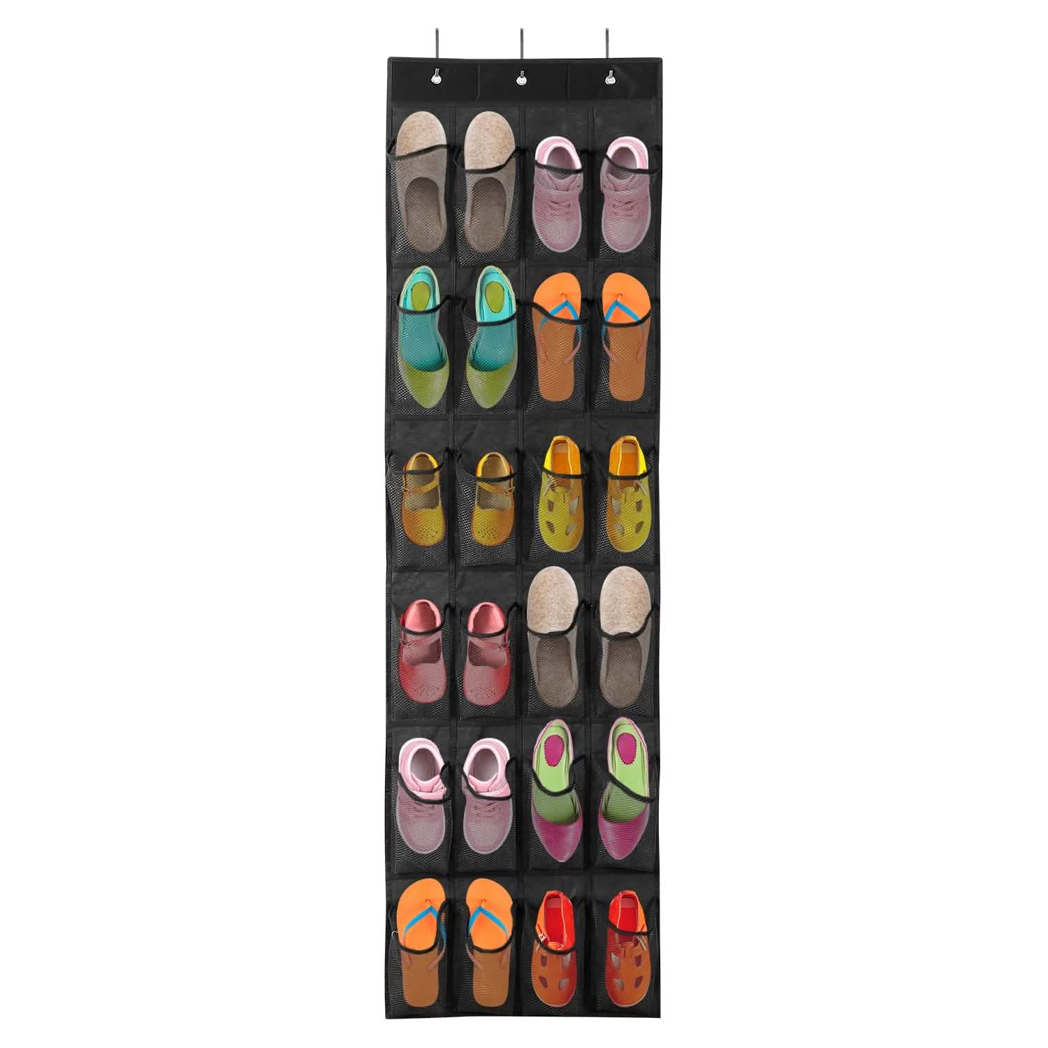 24 Pockets Over the Door Shoe Rack Closet & Storage Black - DailySale
