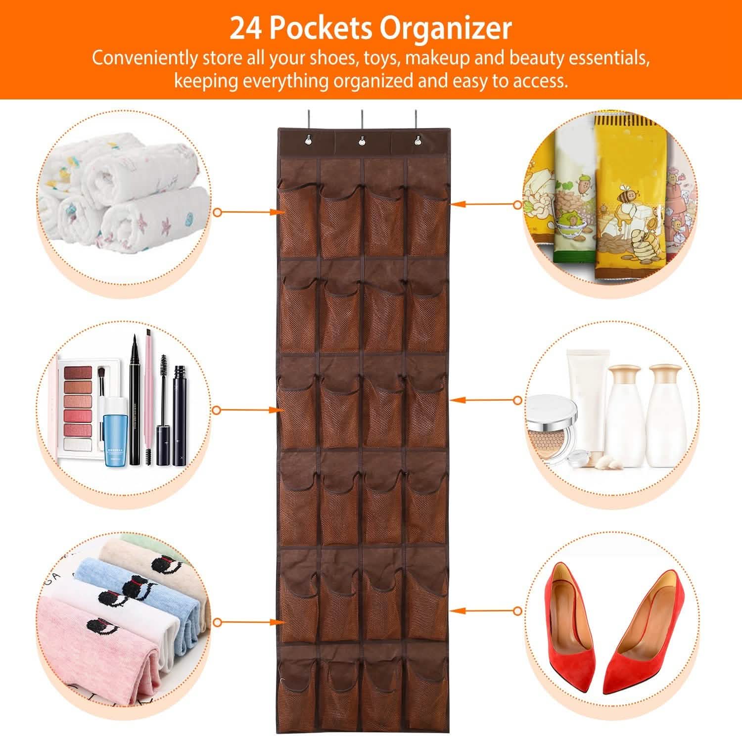 24 Pockets Over the Door Shoe Rack Closet & Storage - DailySale