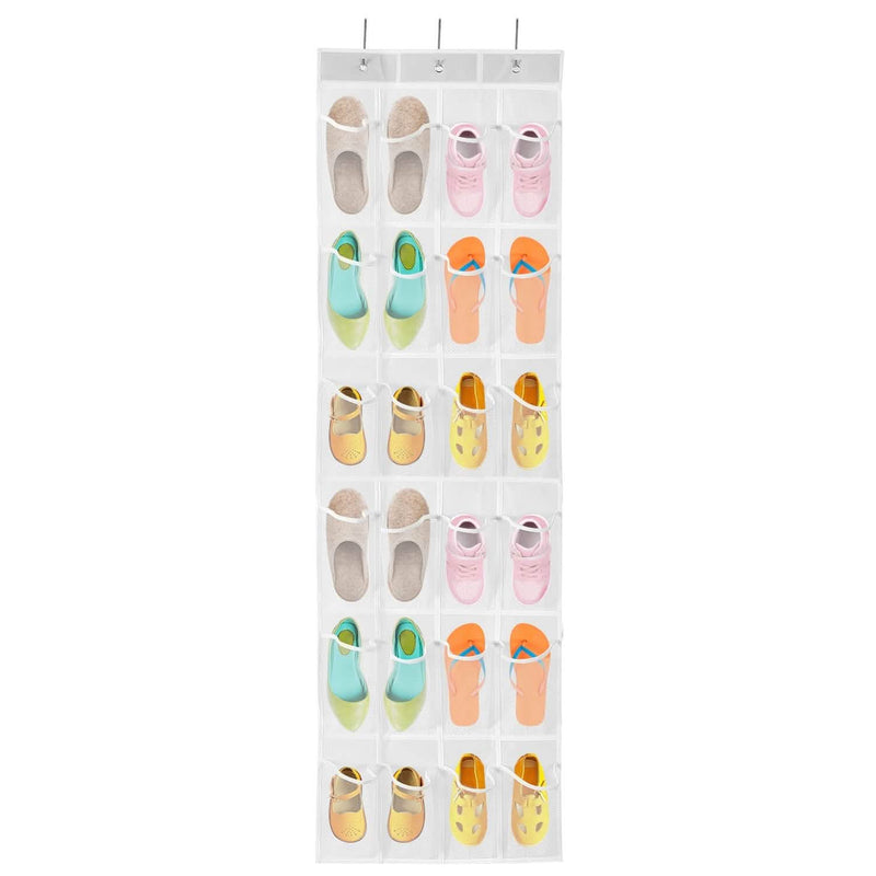 24 Pockets Over the Door Shoe Rack Closet & Storage White - DailySale