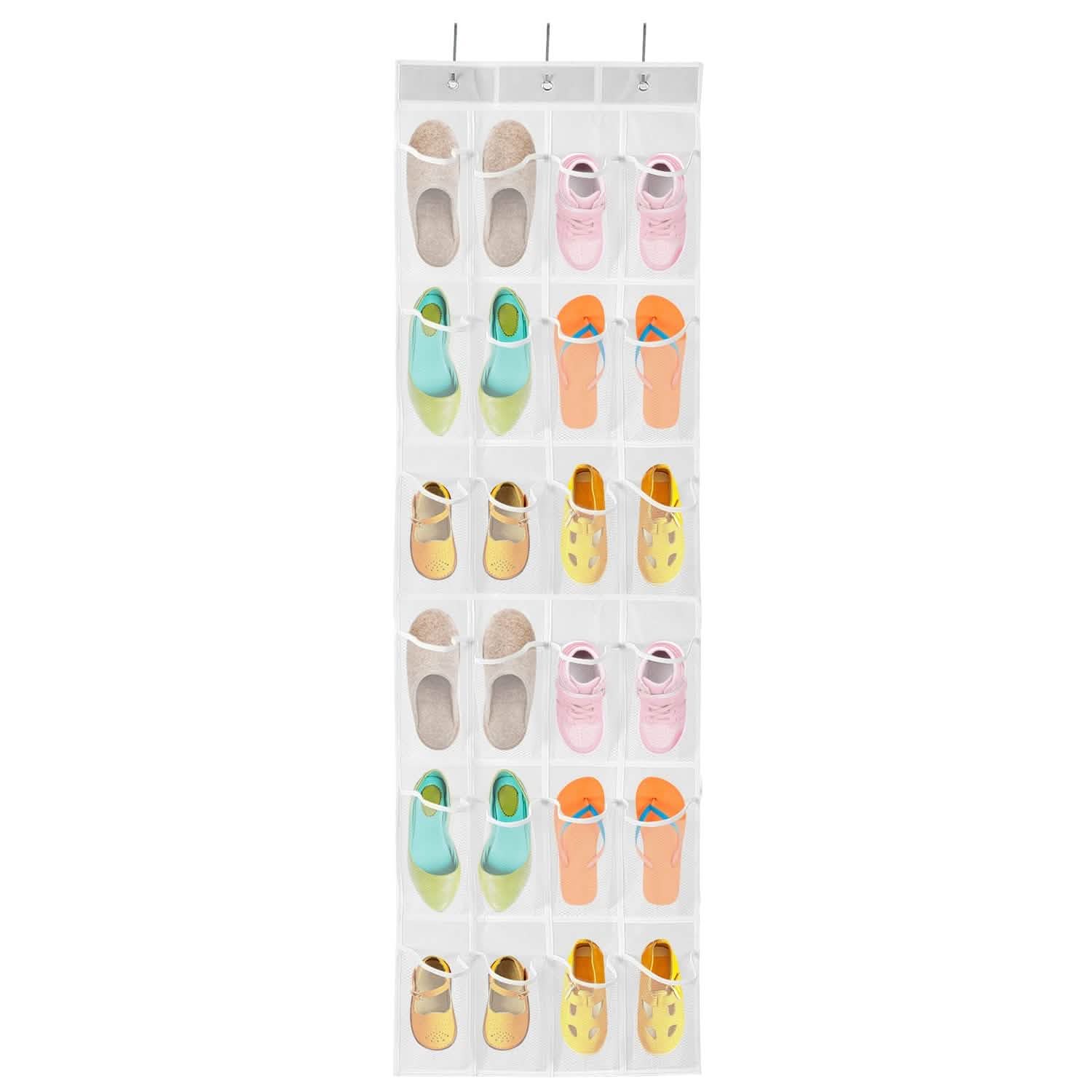 24 Pockets Over the Door Shoe Rack Closet & Storage White - DailySale
