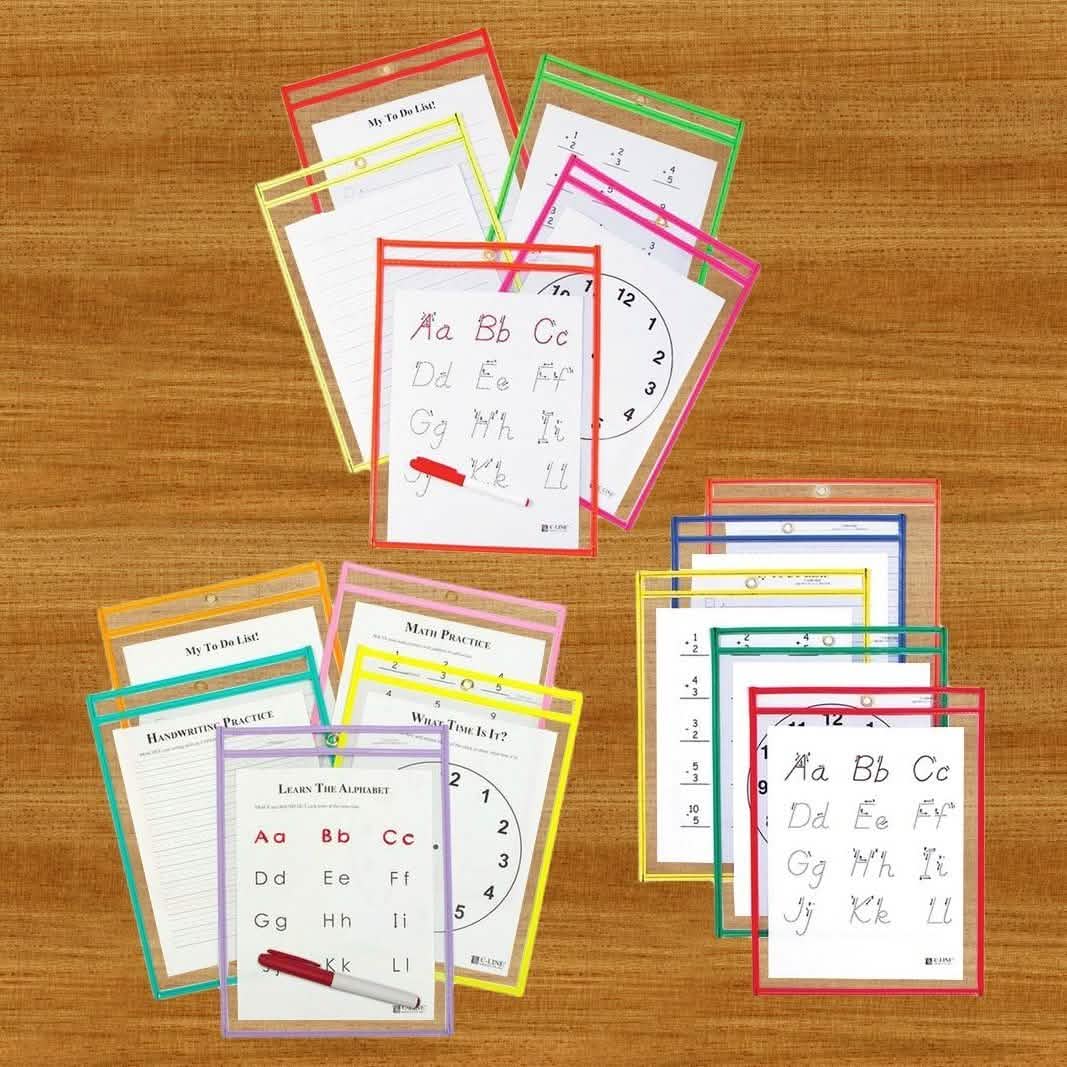 25-Pack: Reusable Dry Erase Pockets - Assorted Colors Toys & Games - DailySale