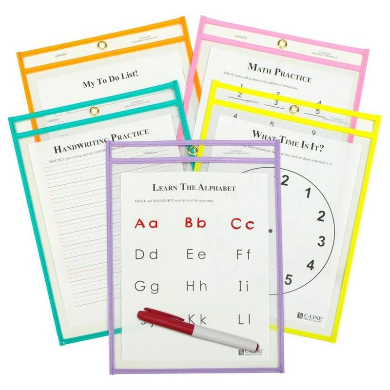 25-Pack: Reusable Dry Erase Pockets - Assorted Colors Toys & Games - DailySale