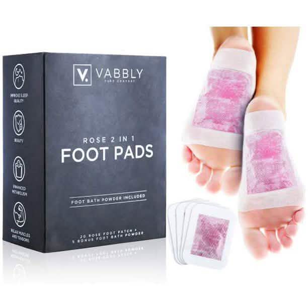 25-Pack: Rose Aroma Bamboo Vinegar Foot Pads with Herbal Foot Bath Powder Wellness - DailySale