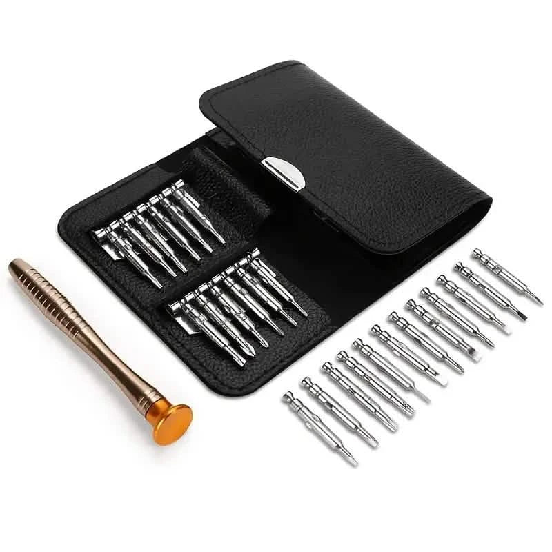 25-Piece Set: Precision Tool Repair Kit with Leather Case Home Improvement - DailySale