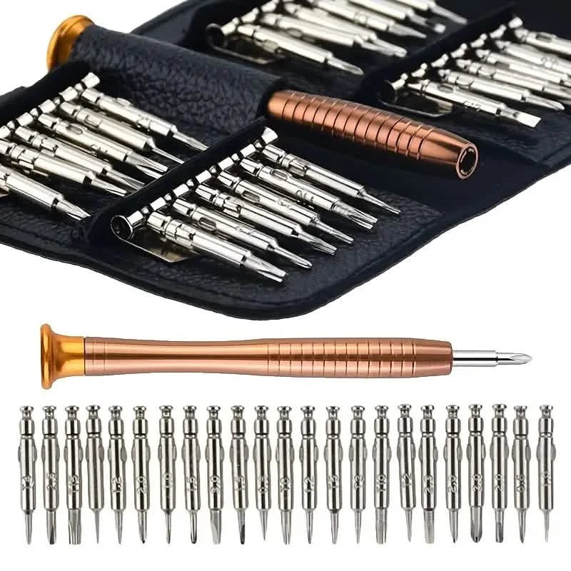 25-Piece Set: Precision Tool Repair Kit with Leather Case Home Improvement - DailySale