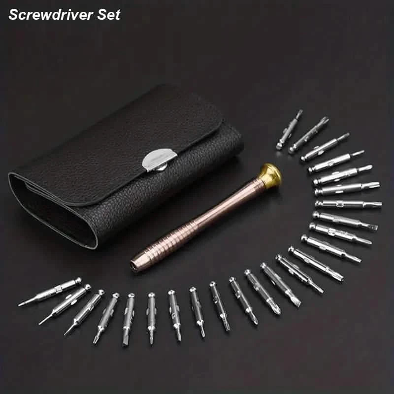 25-Piece Set: Precision Tool Repair Kit with Leather Case Home Improvement - DailySale