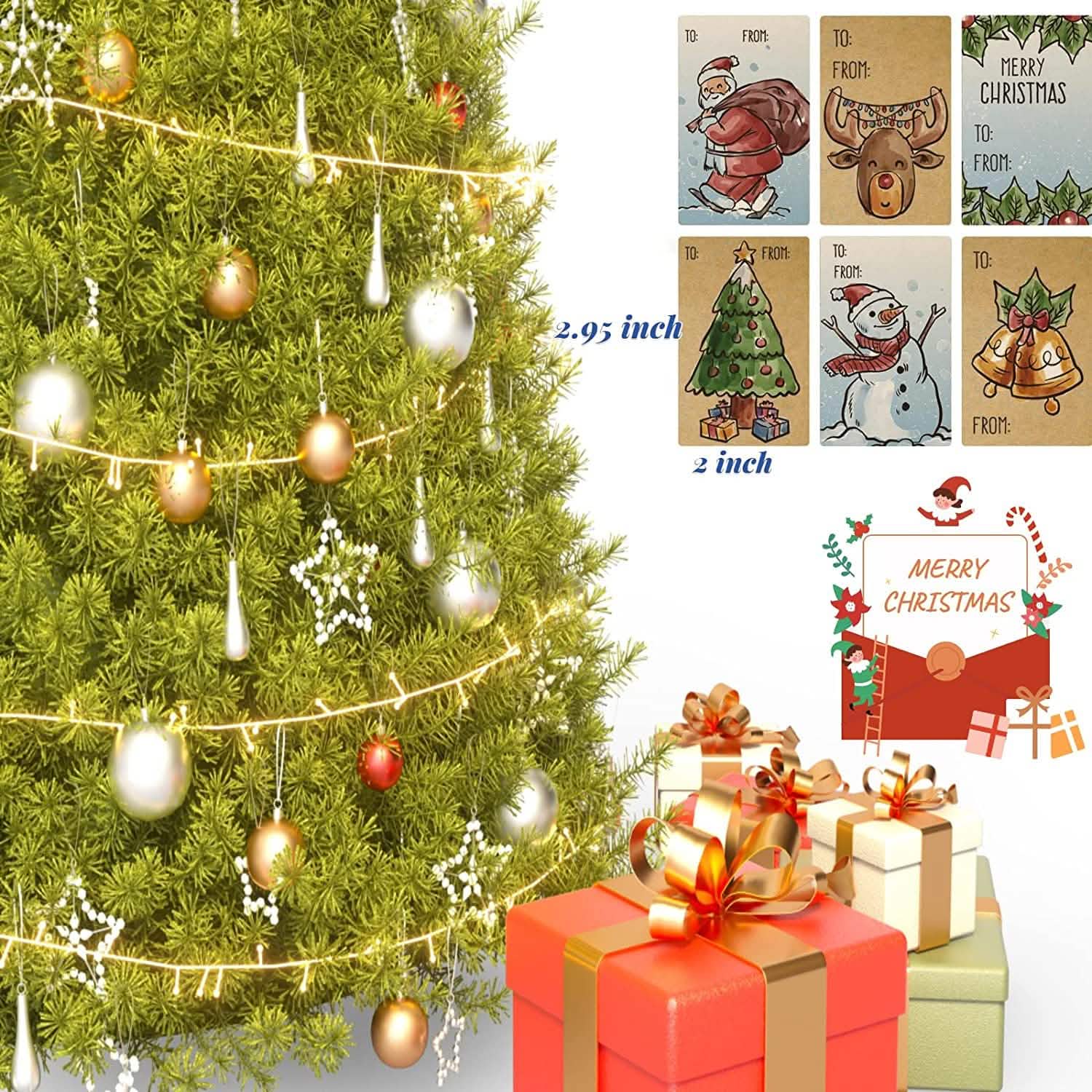 250-Pieces: Christmas Gift Tags Self Adhesive Labels Stickers 250 Pieces Holiday Decor & Apparel - DailySale